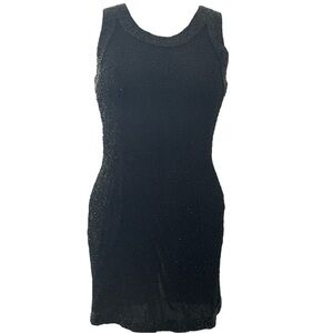 Laurence Kazar sparkling, Beaded Black Mini Dress, sleeveless, round neck, M / L